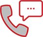 Red phone illustration with text bubble above it