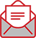 Red envelope with letter protruding to indicate an open email