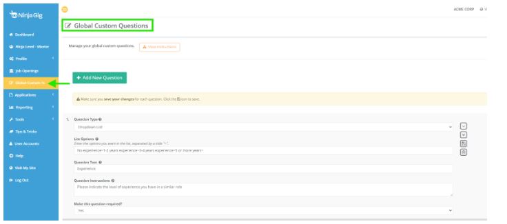 ninja gig job application questions