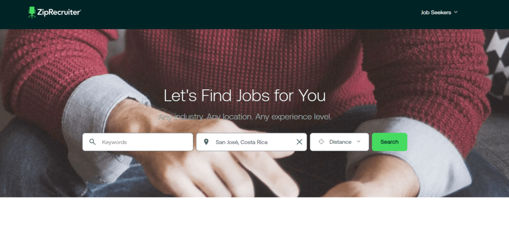 ZipRecruiter job search homepage