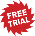 red starburst graphic that says free trial