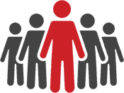 group of people that are black silhouettes with one red person indicating unlimited applications