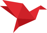 red folded origami paper crane bird graphic